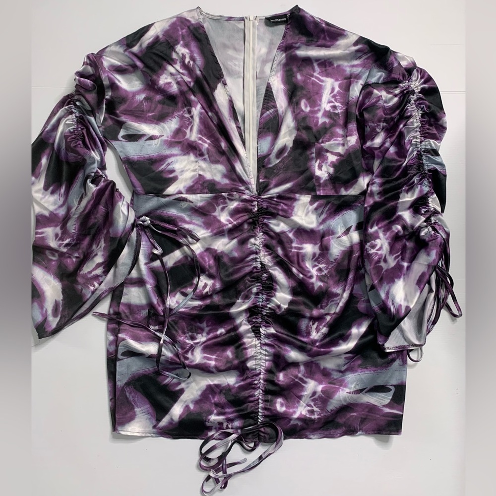 Long Sleeve Purple & White Dress